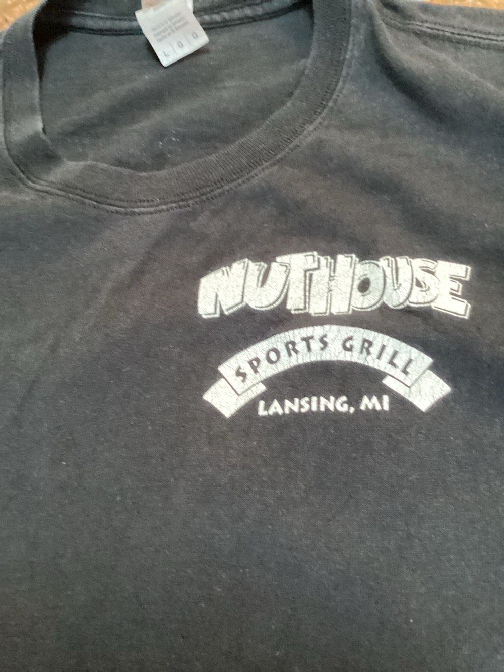 Nuthouse Sports Grill ,Lansing MI ,Black Logo Tee, Size Large